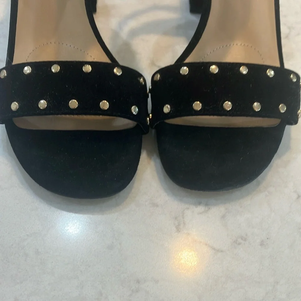 Chico's Black Suede Studded Women's Sandals Chunky Heel Sz‎ 7.5- W/ Box- EUC - Picture 6 of 11